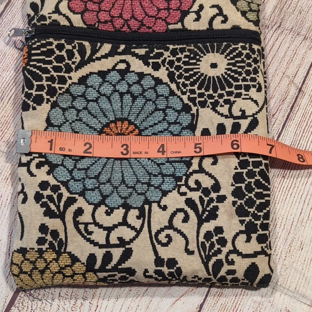 Janine King Designs fabric floral pattern adjustable strap cross body
